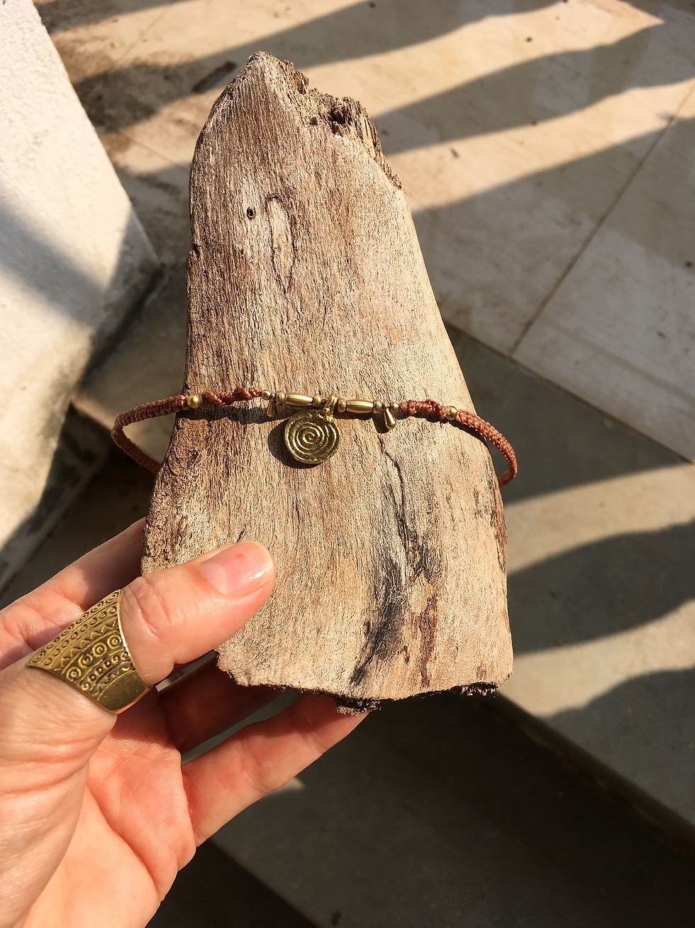 Thumbnail: Handmade Brass Macrame Necklace · Minimal Everyday Layering Piece