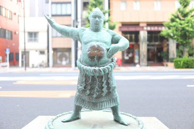 Rikishi a sumo wrestler statue