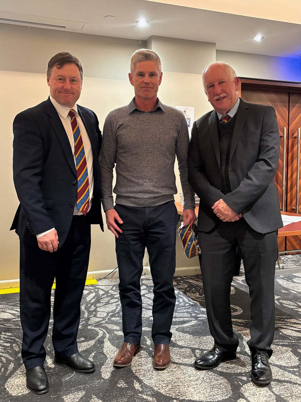 Left to right - Jerry Hook, Scott Cummings (representing his father) and Jack Moran who nominated him for Life Membership.