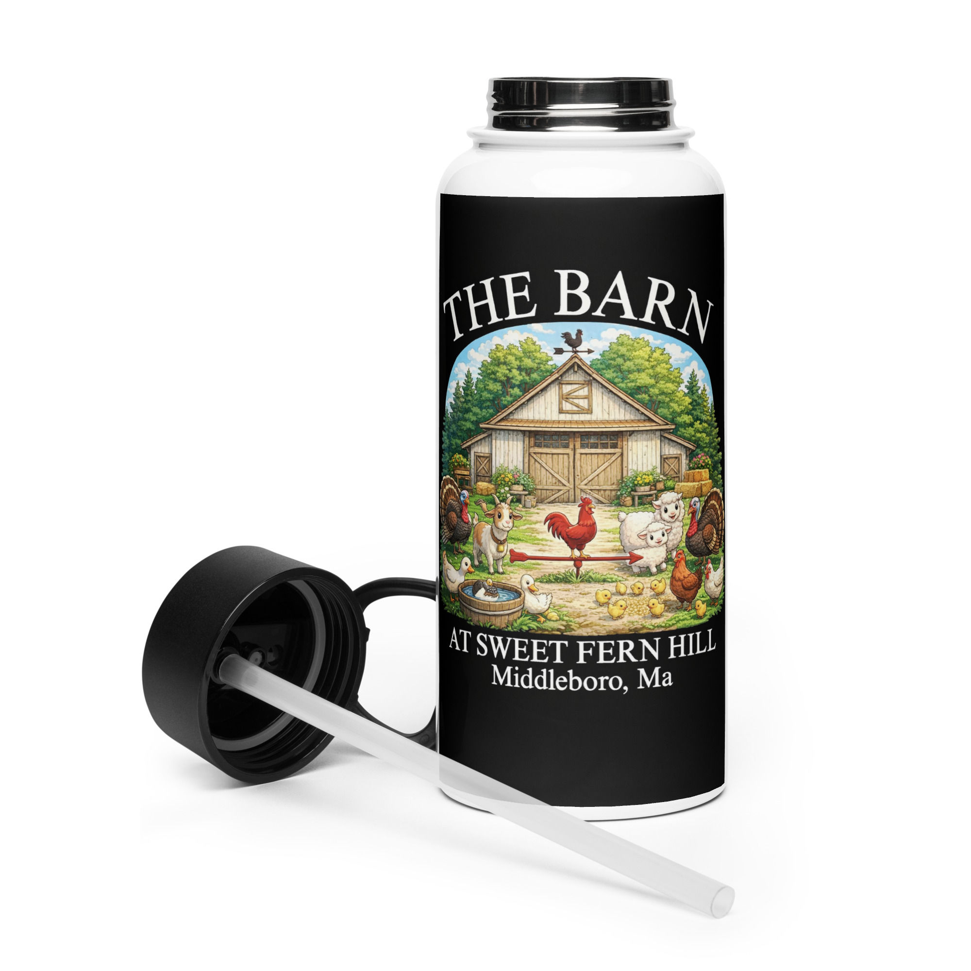 Stainless steel water bottle with a straw lid
