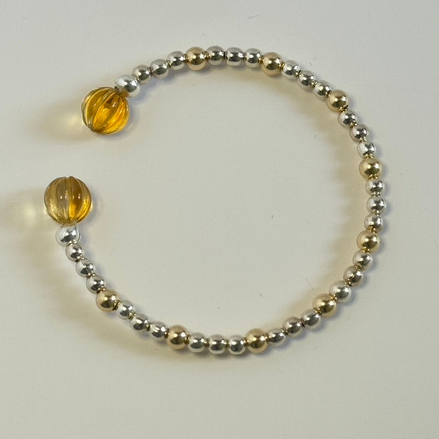 Thumbnail: Citrine, Sterling Silver, & 14k Yellow Gold Bracelet