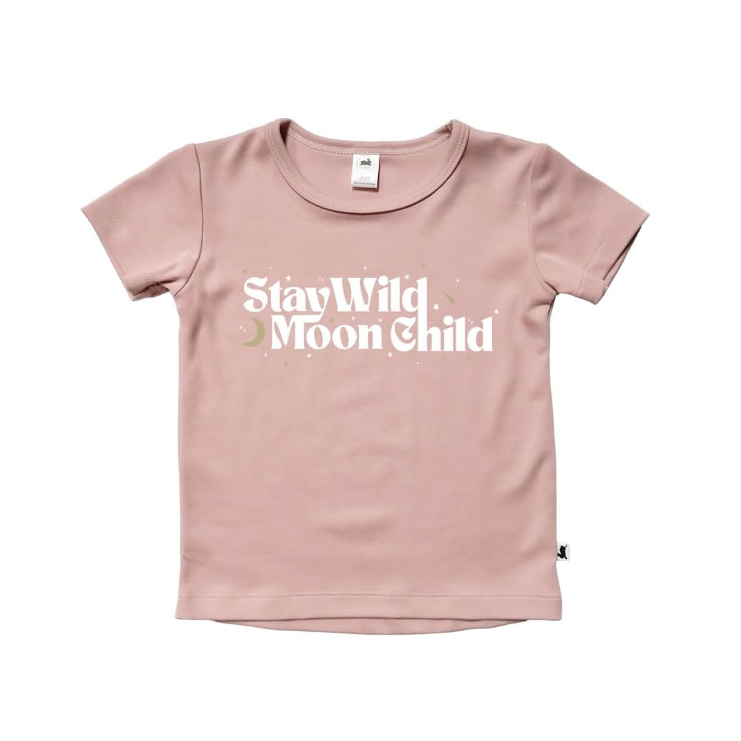 Baby/Kids' Bamboo Graphic T-Shirt | "Stay Wild Moonchild" | Rosewood