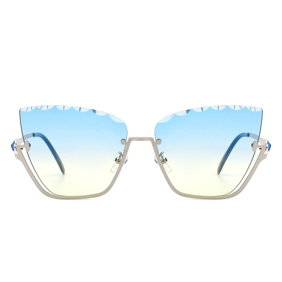 Thumbnail: Starfire - Half Frame Square Irregular Tinted Fashion Cat Eye Sunglasses