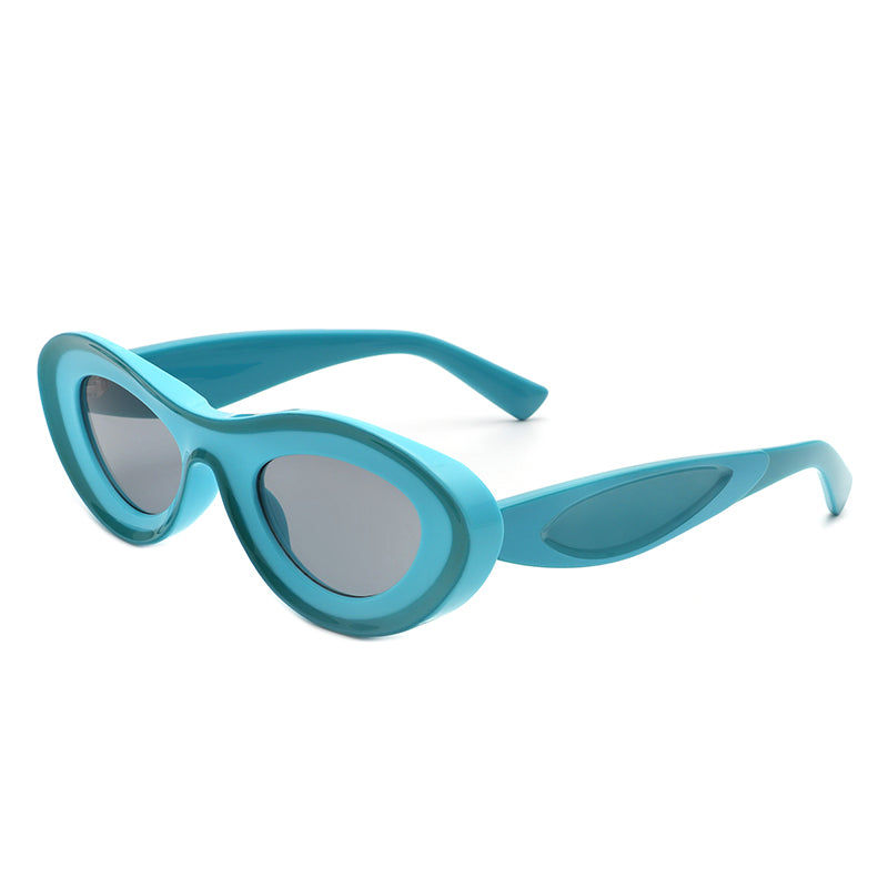 Thumbnail: Alba - Oval Retro Round Tinted Fashion Sunglasses