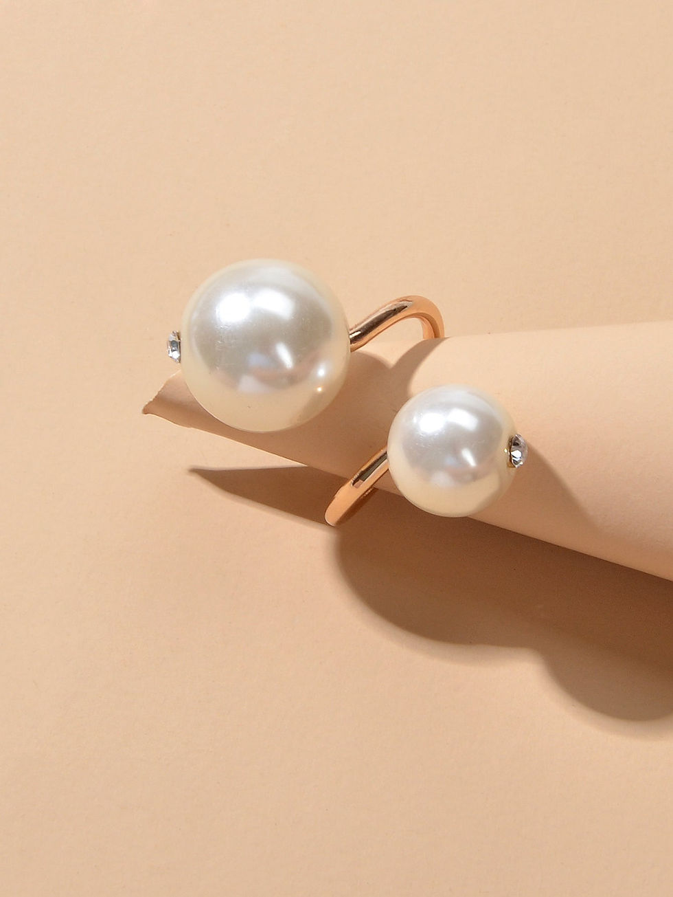 Thumbnail: Engagement Jewellery Gift Simulated Pearl Women Wedding Promise Gold Finger Ring