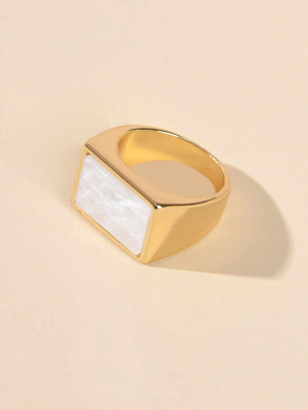 Thumbnail: Textured Jewellery Square White Punk Gold Finger Ring Fashion Women Accessories