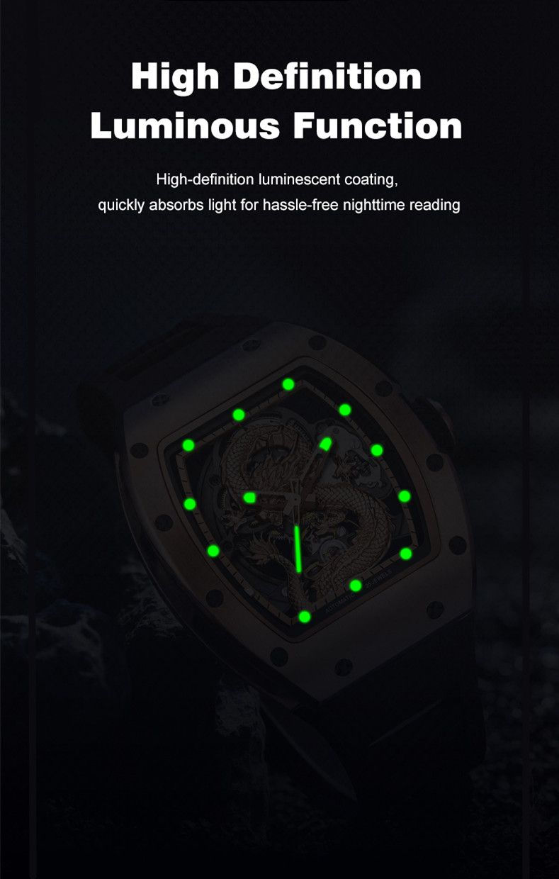 Thumbnail: Alluforu Men’s TonneauDragon Mechanical Watch – Luxury Steel Case, Silicone B