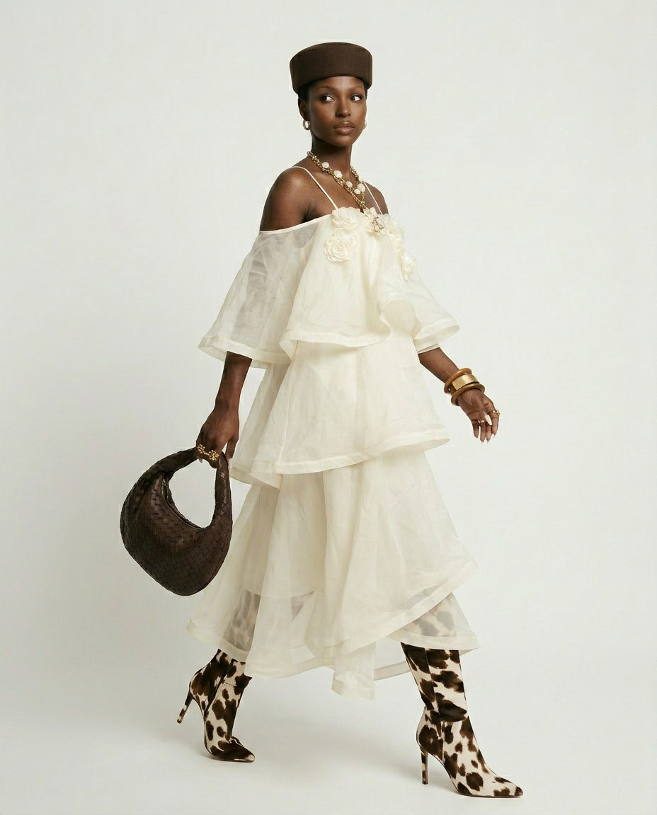 Thumbnail: Ethereal Tiered Mesh Maxi Dress