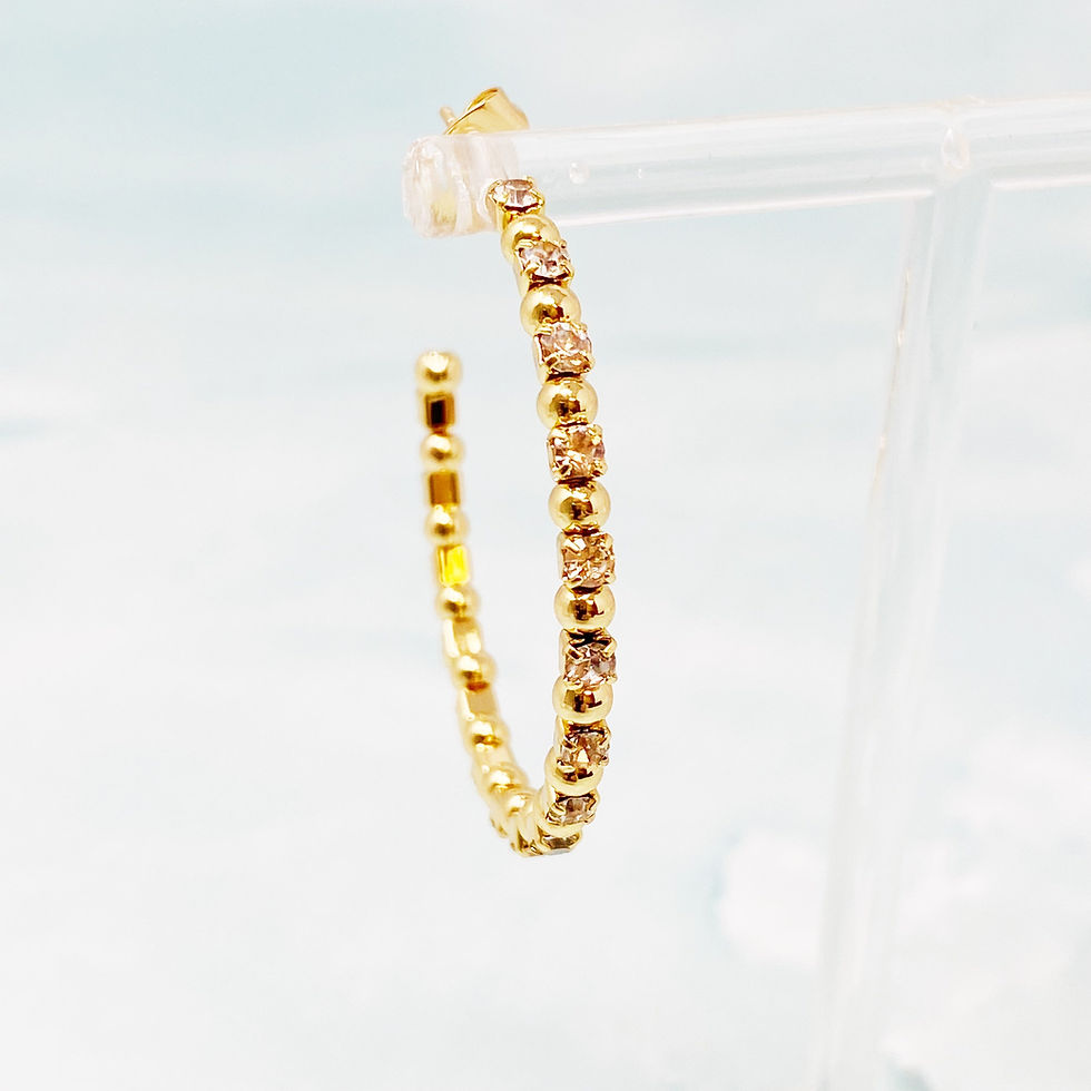 Thumbnail: Ball And Jewel Hoop Earrings