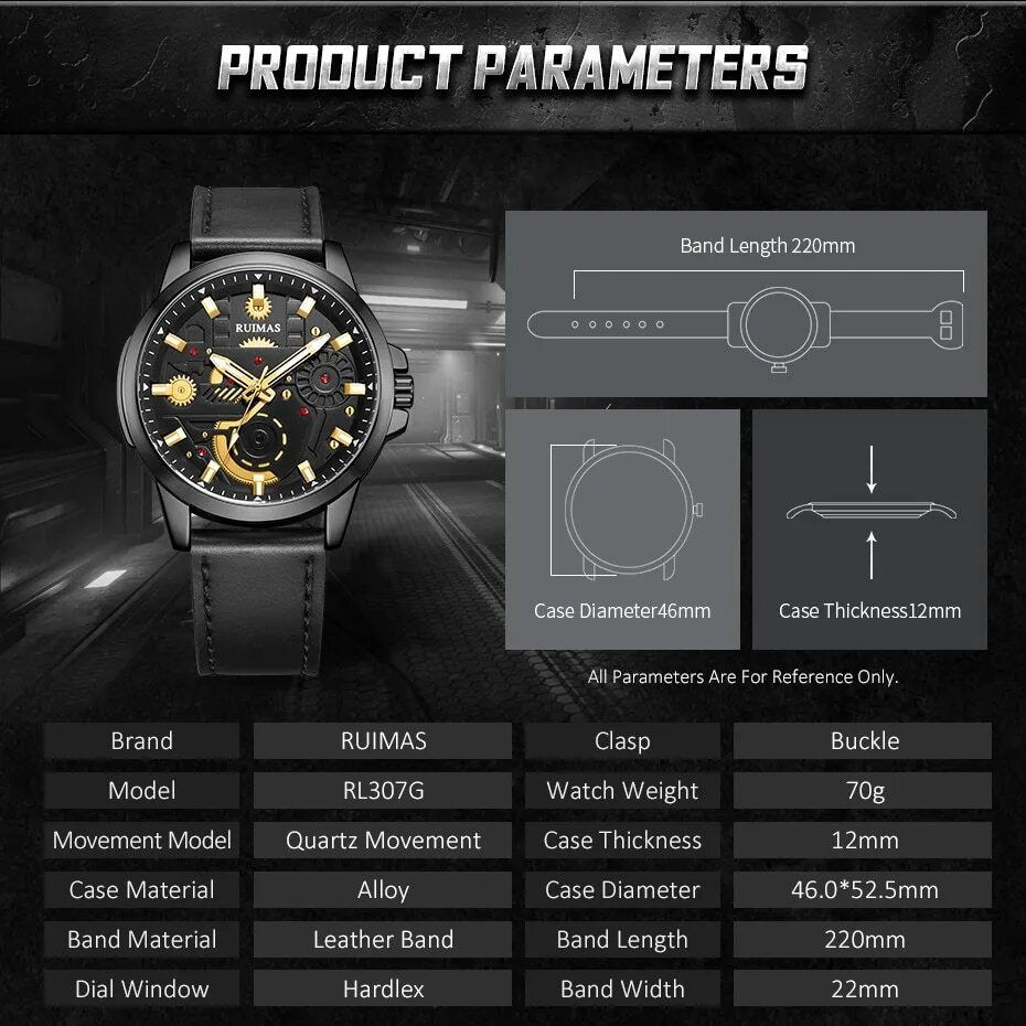 Thumbnail: RUIMAS Watches Men's Casual Sport Watches Luxury Military Quartz Wrist Watch Chr