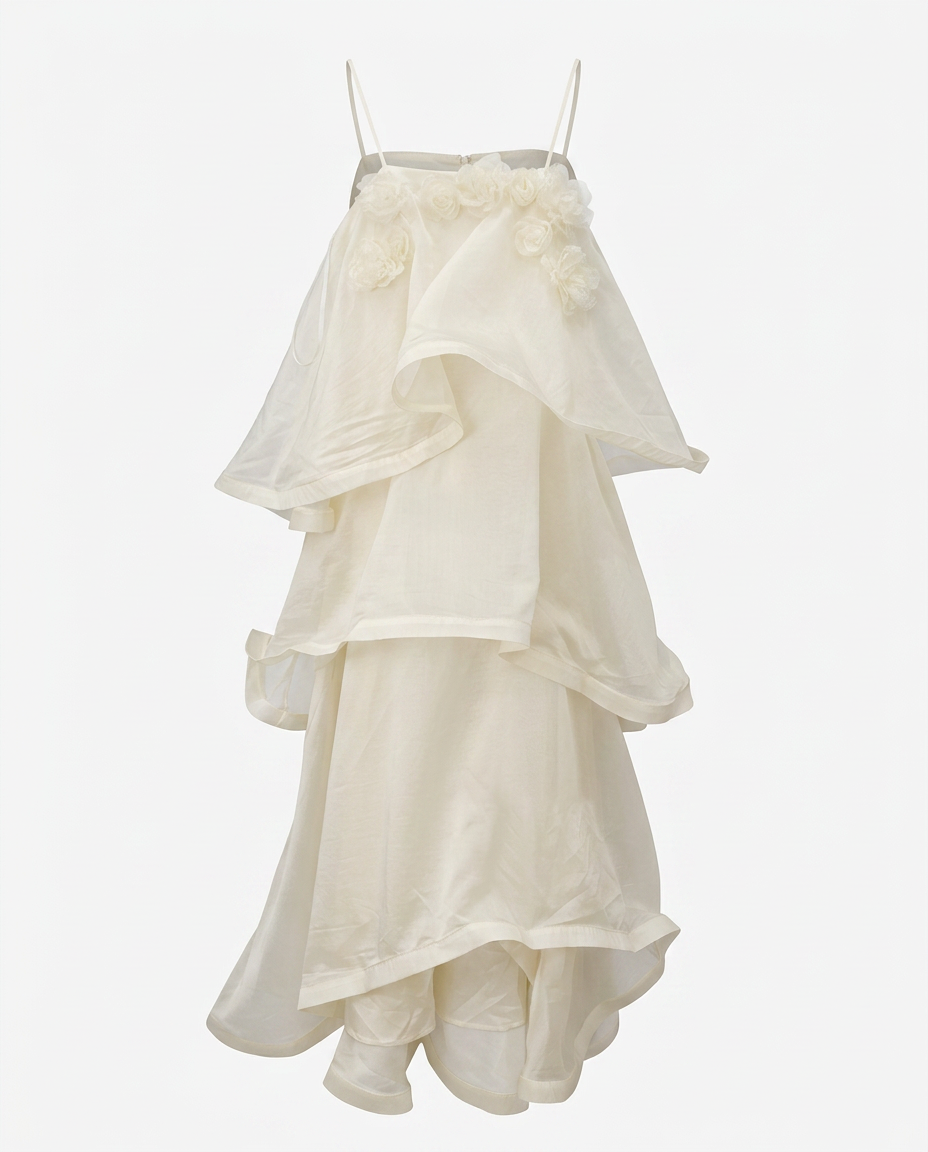 Thumbnail: Ethereal Tiered Mesh Maxi Dress