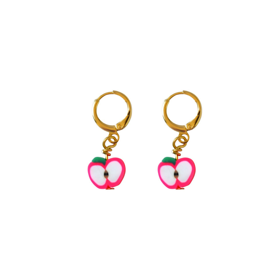 Thumbnail: Pink Apples Huggie Earrings | by Ifemi Jewels