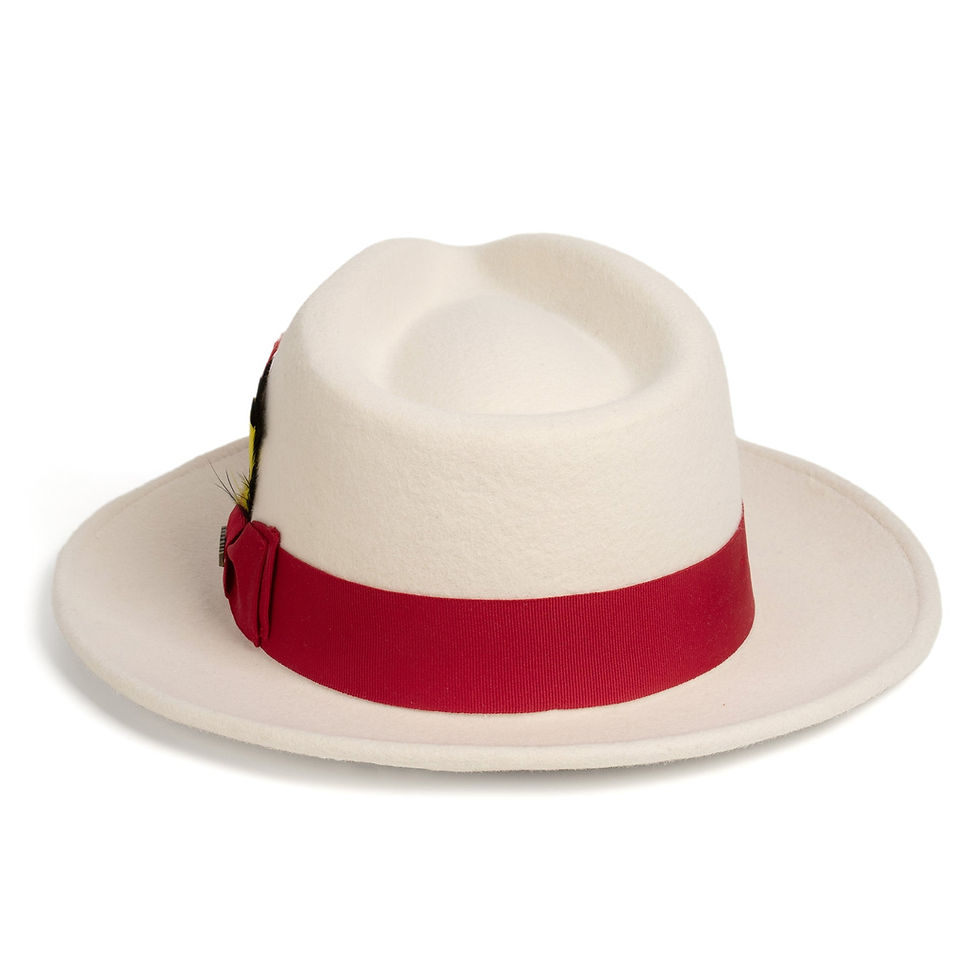 Thumbnail: Crushable White/Red 100% Australian Wool Fedora Hat