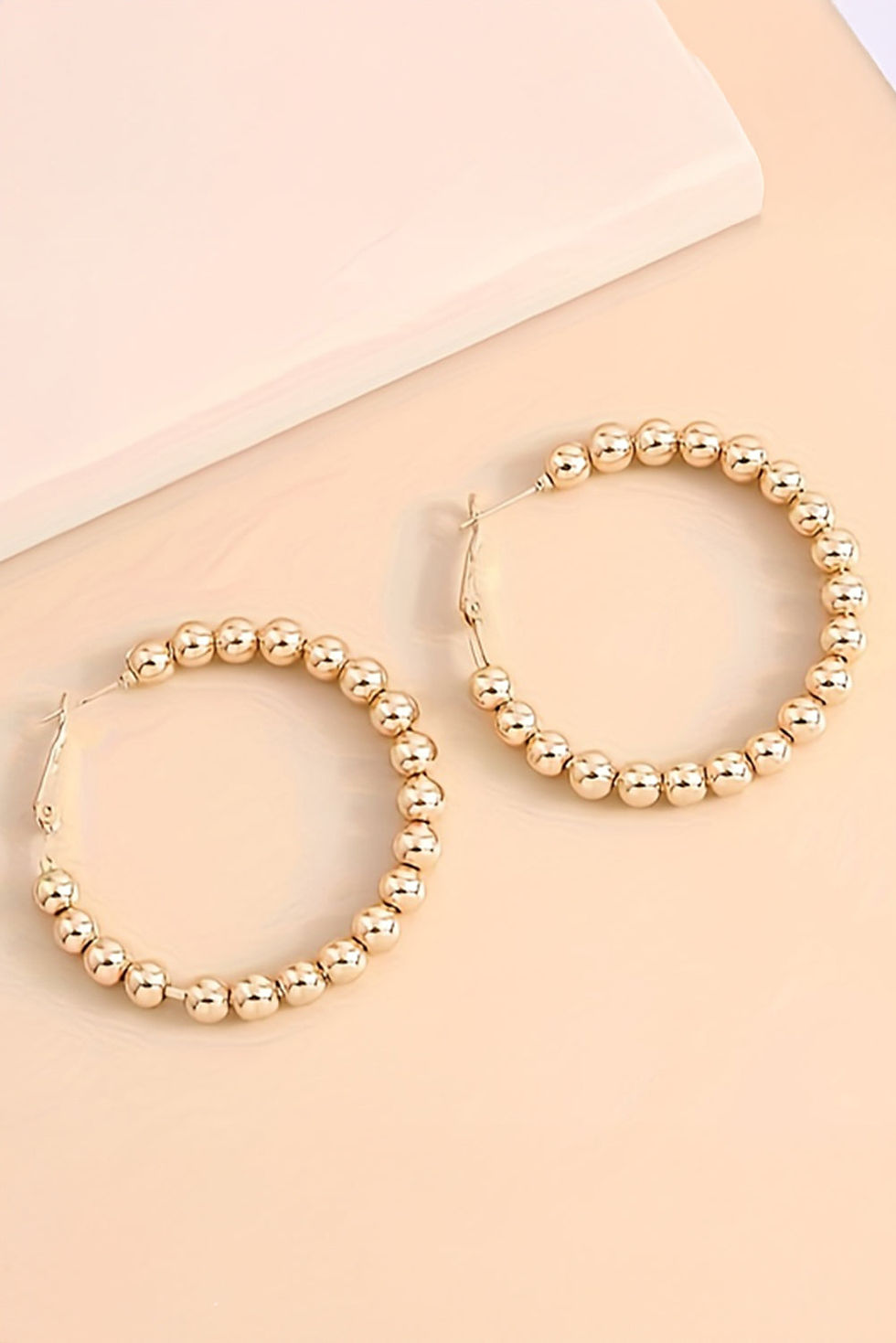 Thumbnail: Alluforu Gold Beads Hoop Earrings