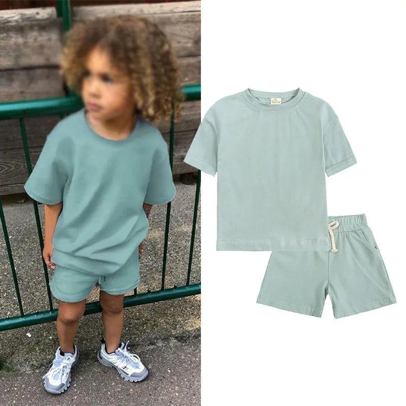 Thumbnail: 2-piece T-shirt and shorts tracksuit set
