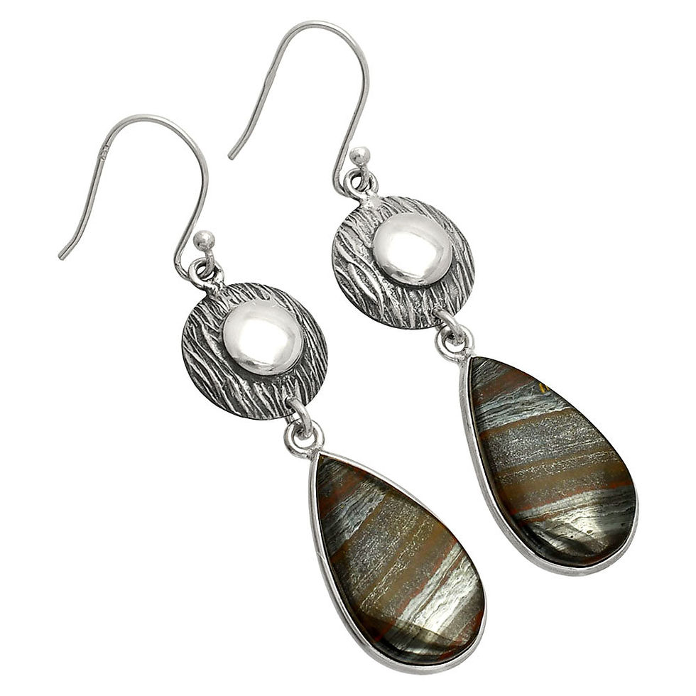 Thumbnail: Natural Iron Tiger Eye Earrings E-1077 SDE84291