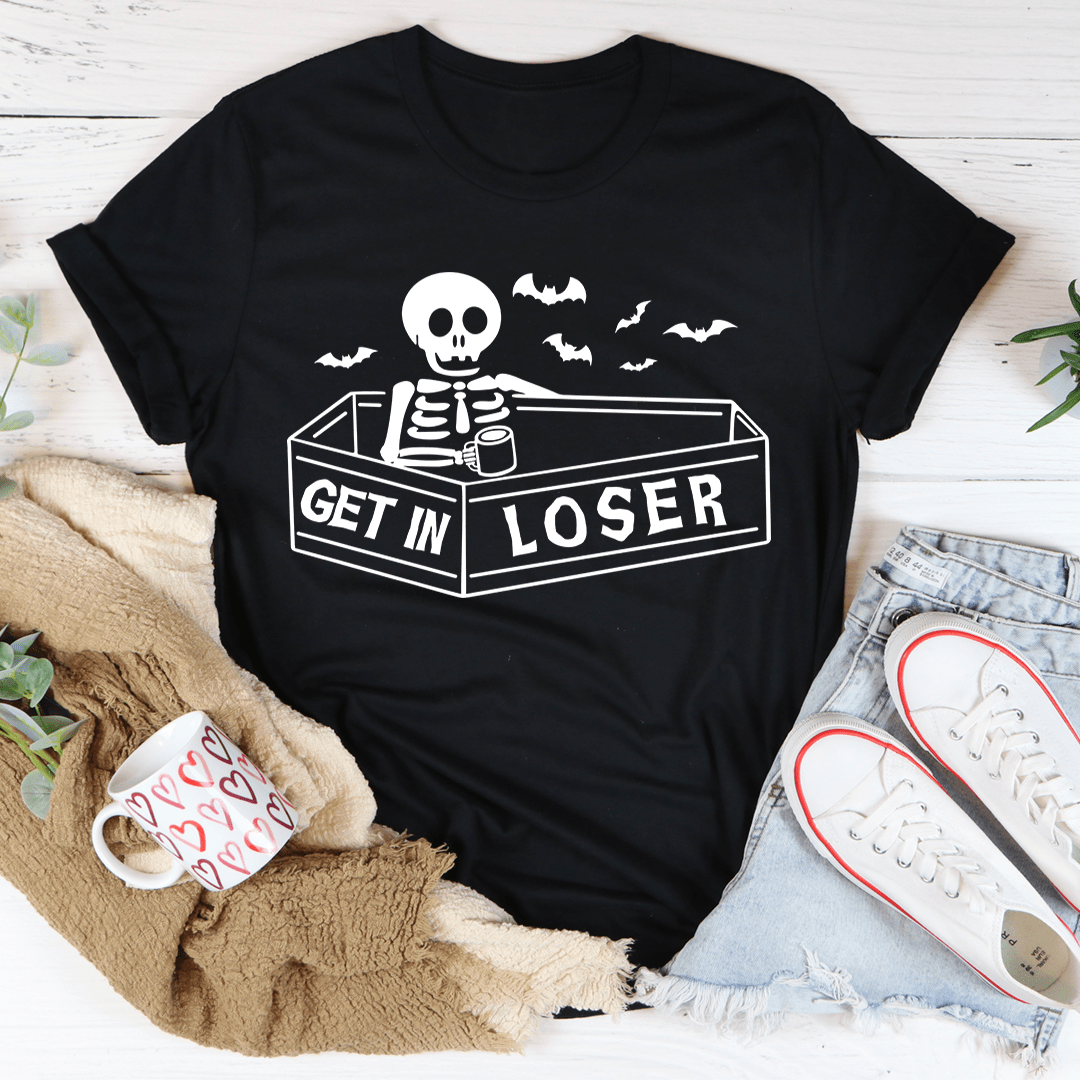 Black Get In Loser Halloween Affordable Fashion Tee
