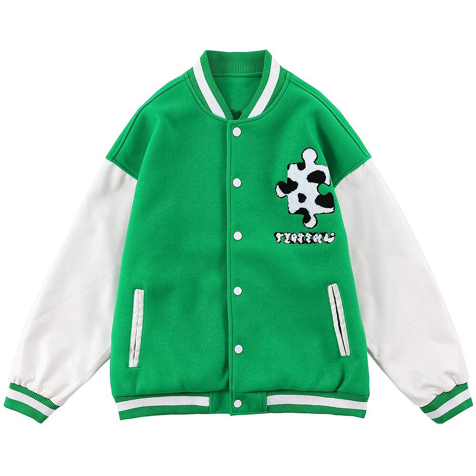 Thumbnail: Varsity Jacket Men Cow Print Puzzle Letter Patch Bomber Coats Autumn Baggy Hipst