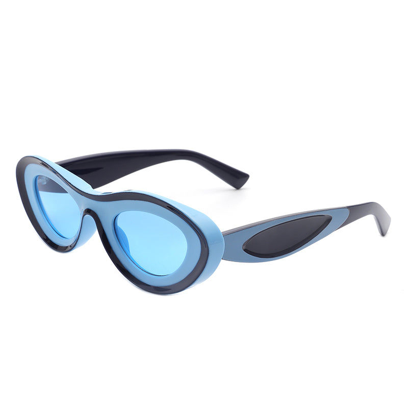 Thumbnail: Alba - Oval Retro Round Tinted Fashion Sunglasses