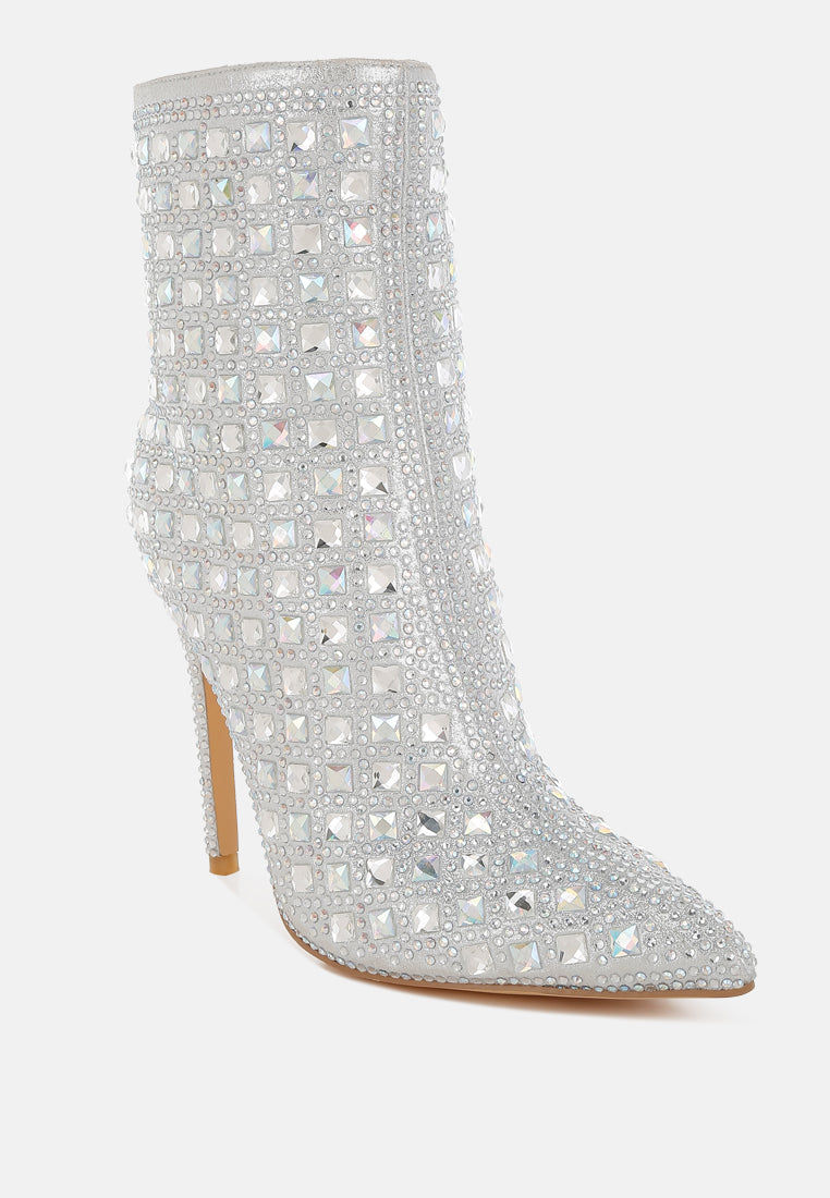 Thumbnail: Frostin Pointed Toe Rhinestones Stiletto Boots