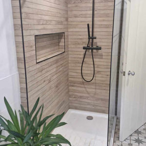Walk in Shower, Bathroom, Tiles, Bespoke Design, Rain Shower, Overhead Shower, Tiling, Plumbing, Recessed Shelf
