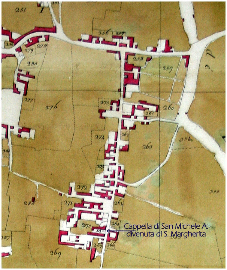 Pianta del cartografo L. Marchese con la cappella di San Michele Arcangelo nel quartiere Margherita