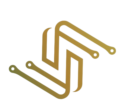 Stylized golden S-shape logo