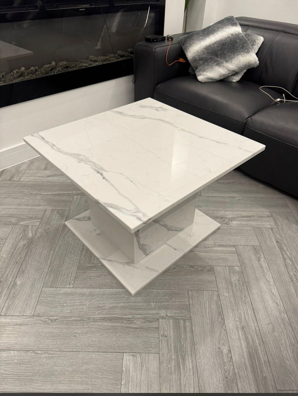 White marble-patterned coffee table