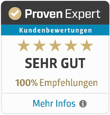 Bewertungssiegel Sehr Gut – 100% Empfehlungen