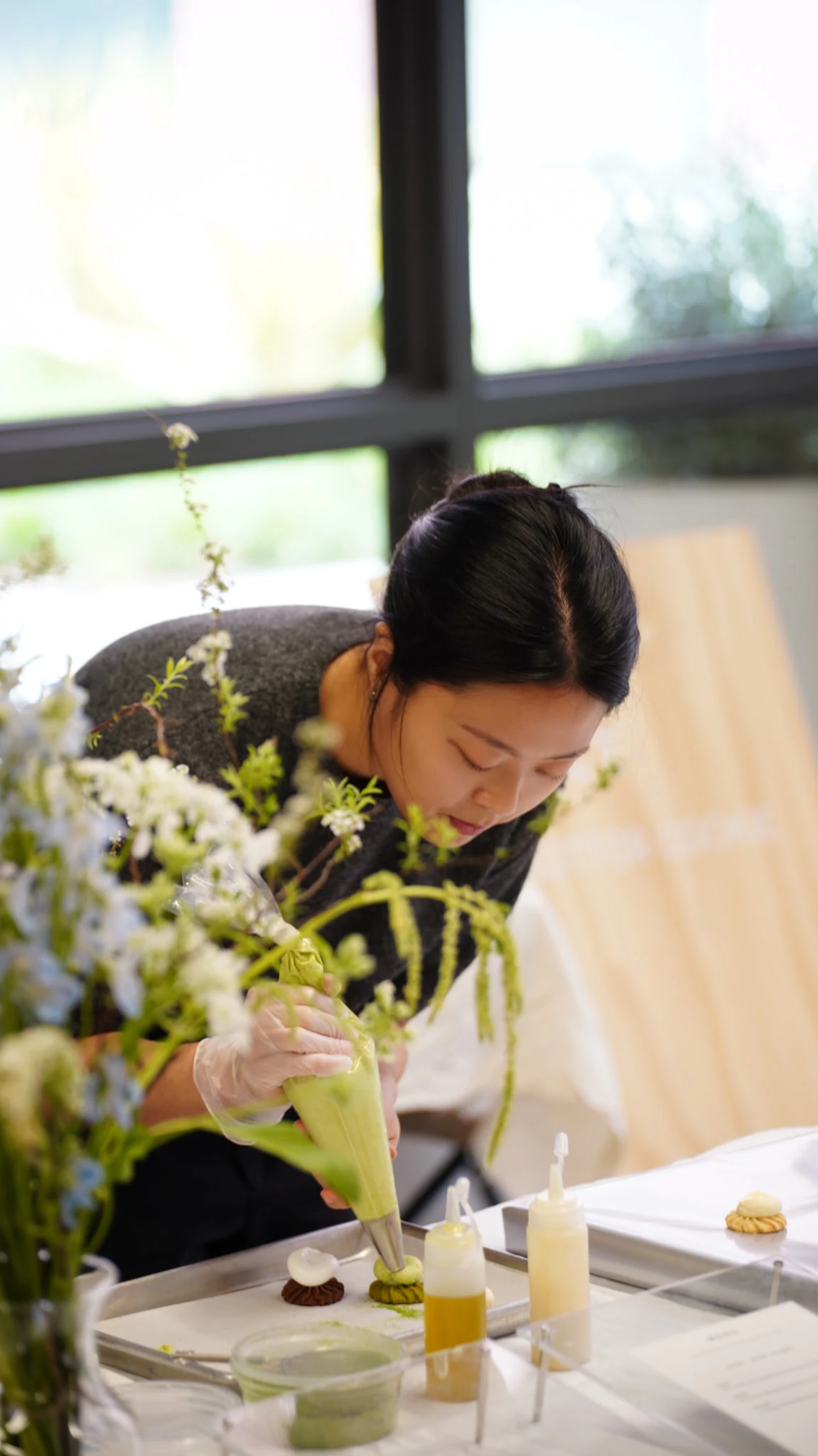 A salt butter cookie catering event prepared by an on-site chef.