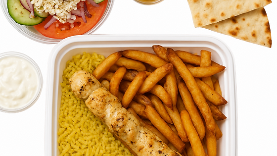 2 X 1 STICK SOUVLAKI DINNERS WITH REGULAR FRIES