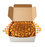 Grilled pita cut in pieces, dip your sauces