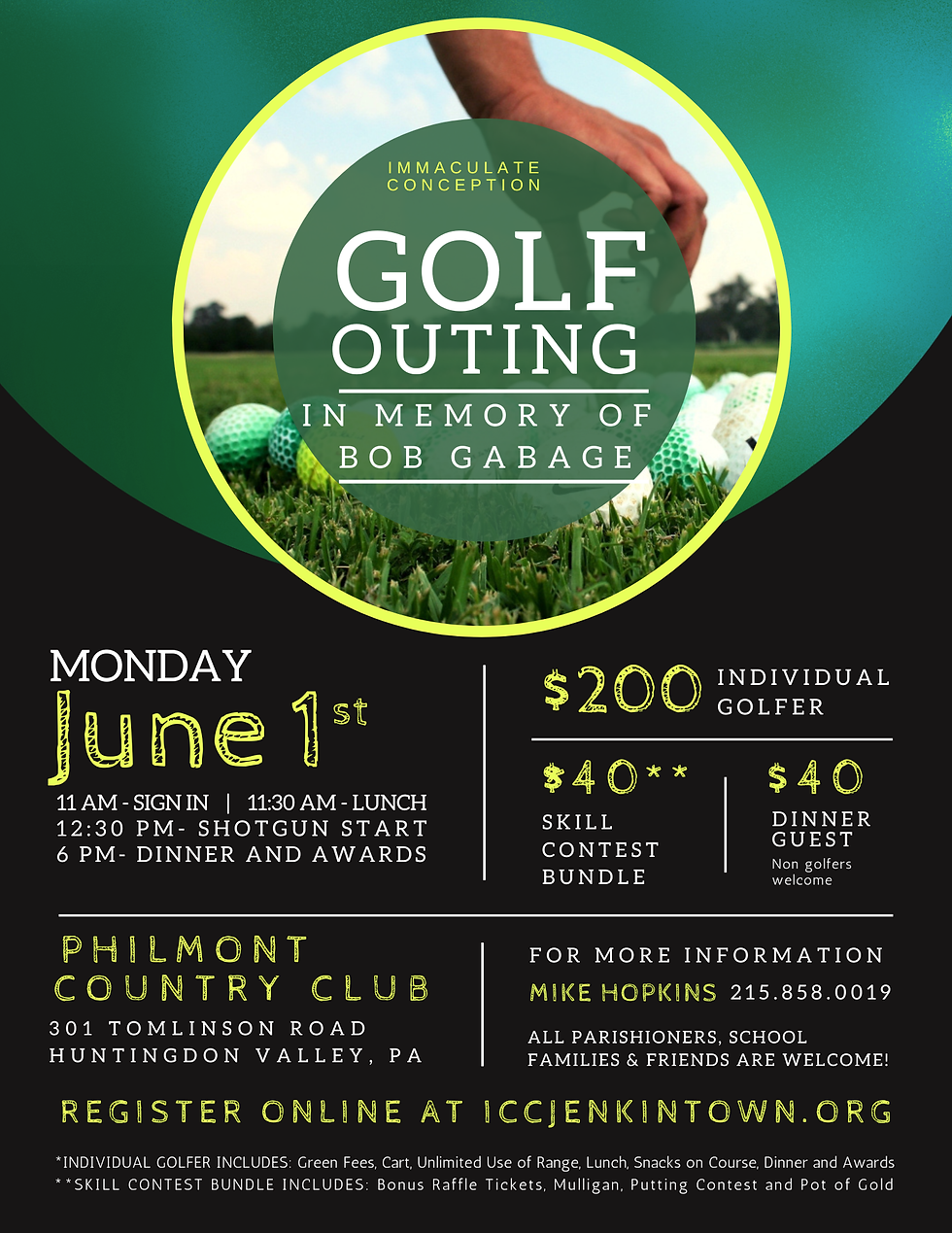 Immaculate Conception 2026 Golf Outing set for Monday, June 1st