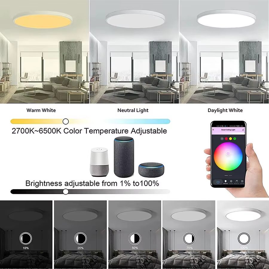 Miniatura: 24W Tuya Ceiling Light Wifi Bluetooth AC85-265V RGB WW CW Living Room Decoration