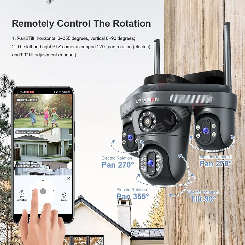 Miniatura: LS VISION Three Screen Camera WIFI 15MP 6K Three Lens Monitor Night Vision Secur