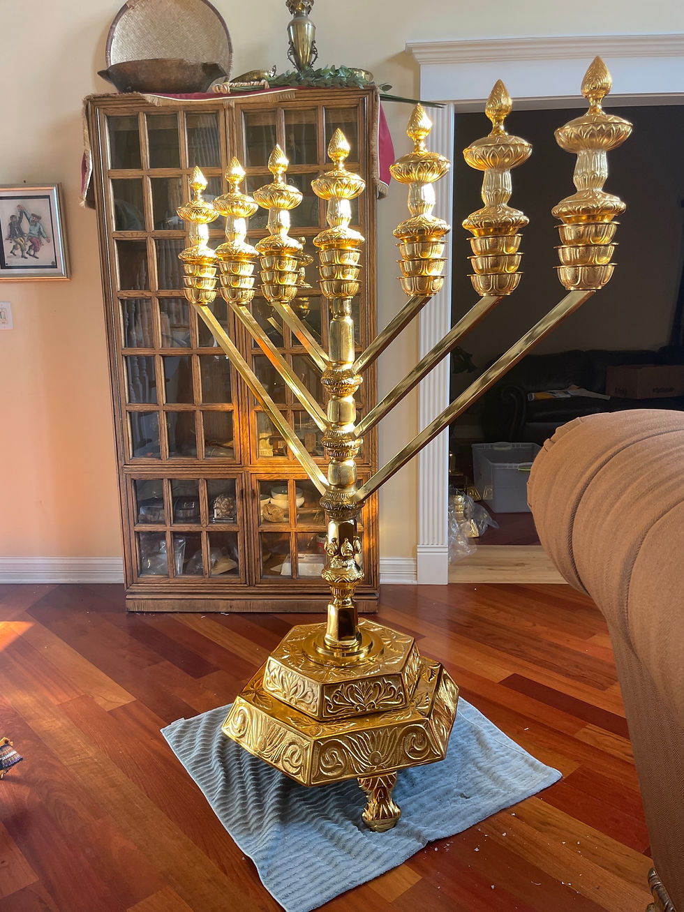 Miniatura: 63 Inch 7 Branch Diagonal "Straight" Branch Menorah Chabad Style