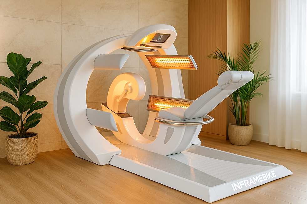 INFRAMEBIKE előnye a szállodaiparban: nem kell hozzá folyamatos személyzeti jelenlét, kis helyen elfér, mégis többféle vendégcélra reagál — alakformálástól a regenerációig.