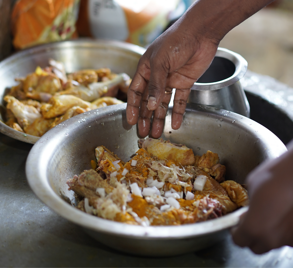 Marinating the Ankapur chicken curry
