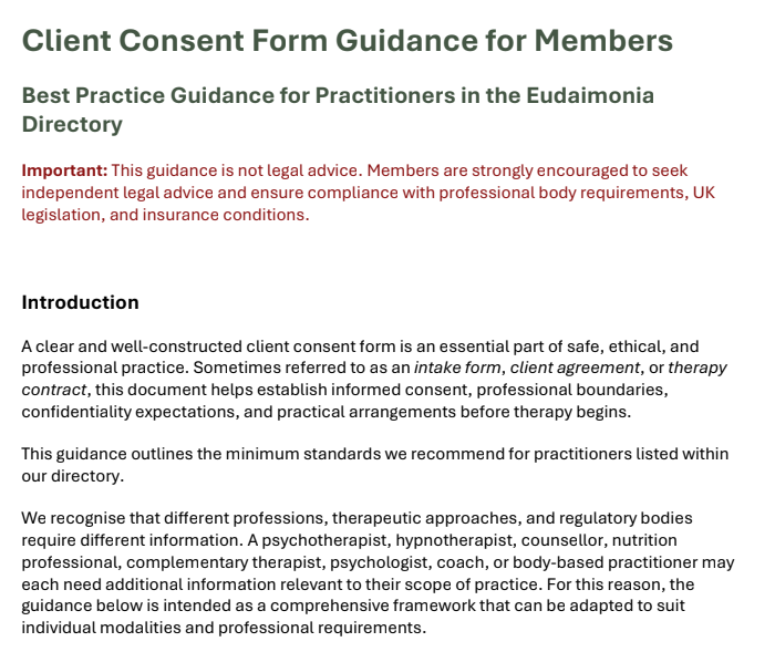 Client Consent Guidance 