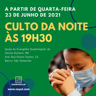 Culto da Noite às 19h30