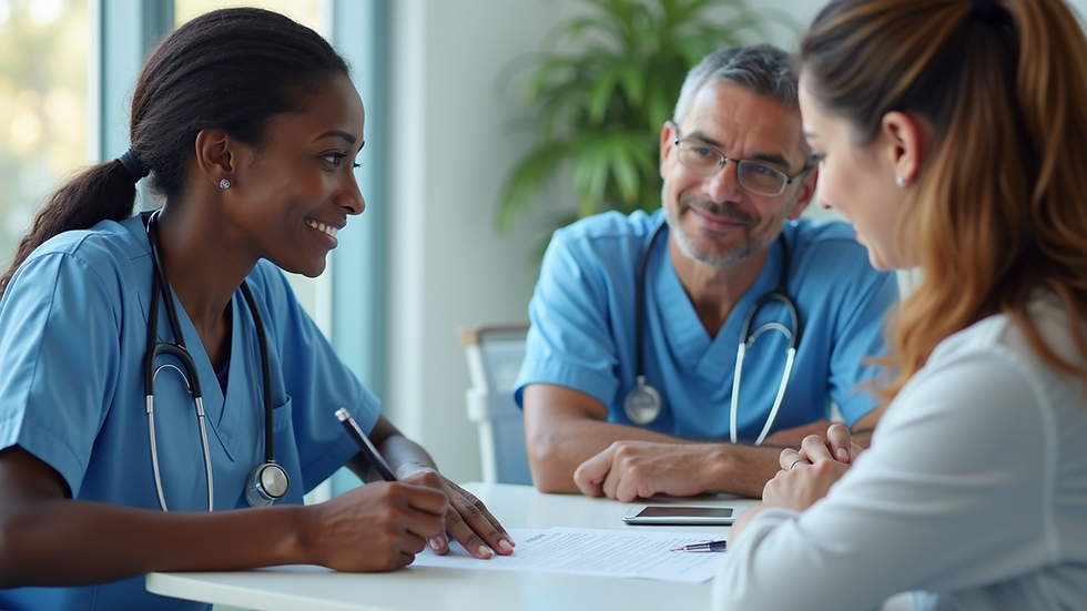 High angle view of a volunteer signing consent form at a research center