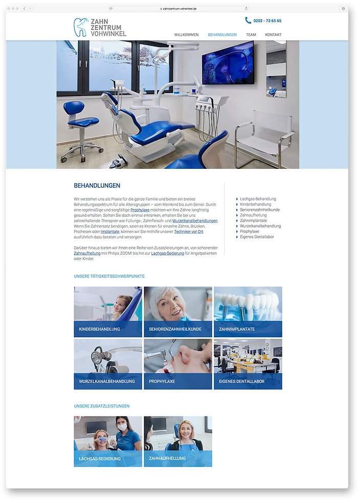 Webdesign Zahnzentrum Realisation