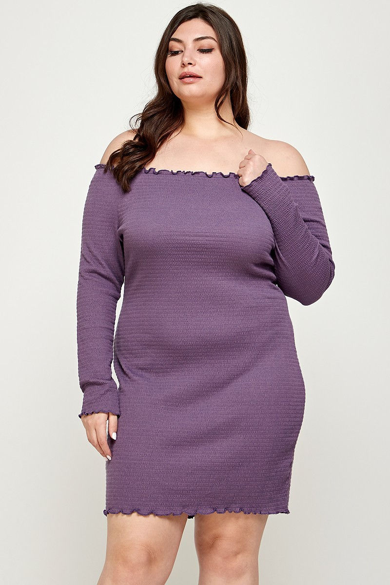Thumbnail: Plus Smocked Off Shoulder Dress