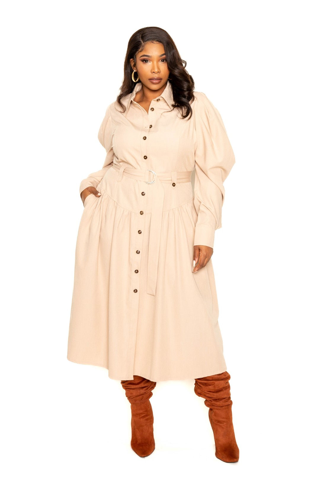 Puff Slv Trench Jacket Dress