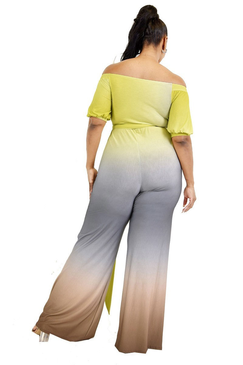 Thumbnail: Plus Gradient Off Shoulder Waist Tie Jumpsuit