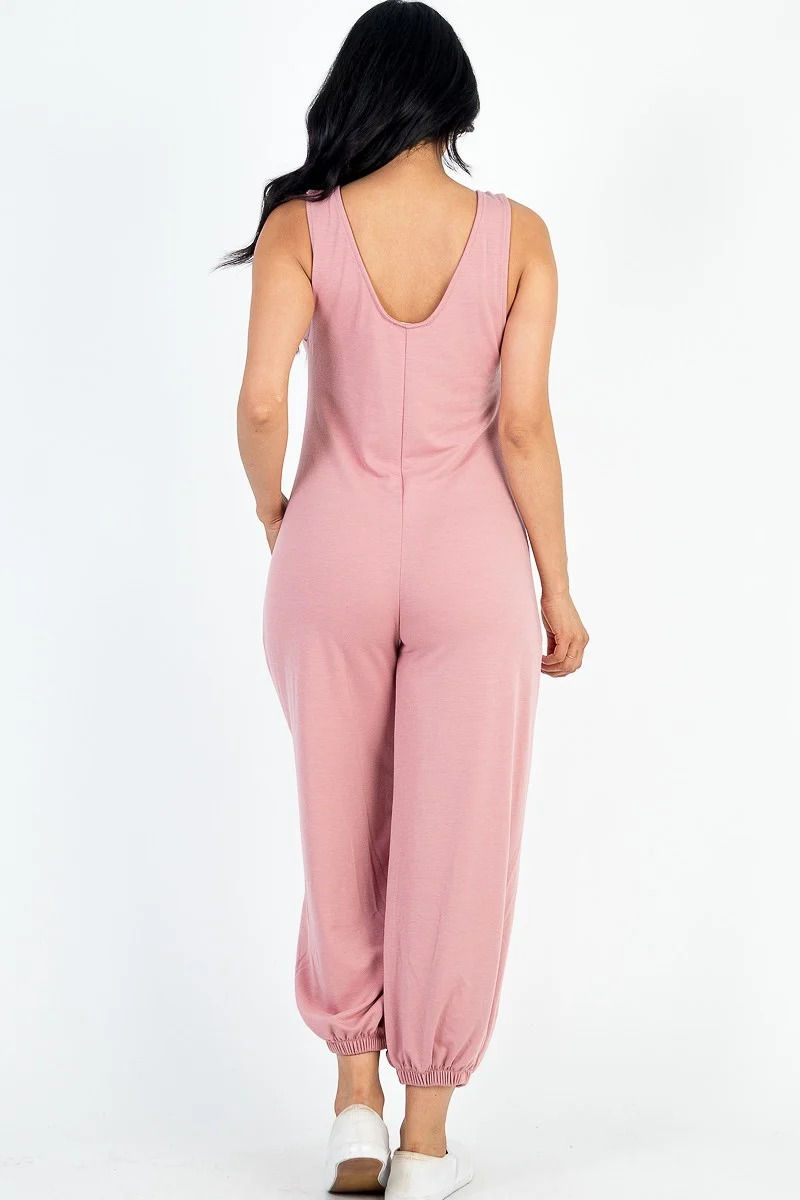 Thumbnail: Slvless Scoop Neck Front Pocket Jumpsuit