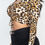 Thumbnail: Leopard Print Strap Ruched Front Crop Top