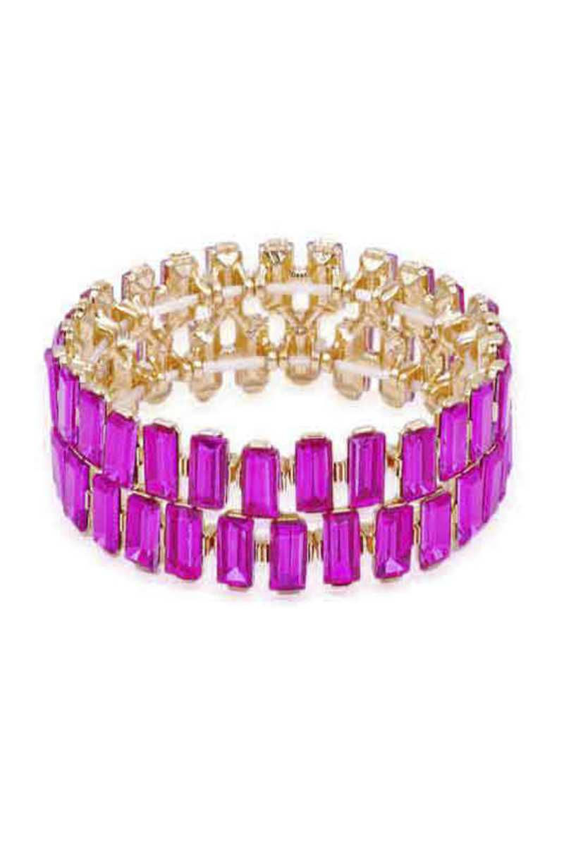 Thumbnail: Rectangle Rhinestone Stretch Bracelet