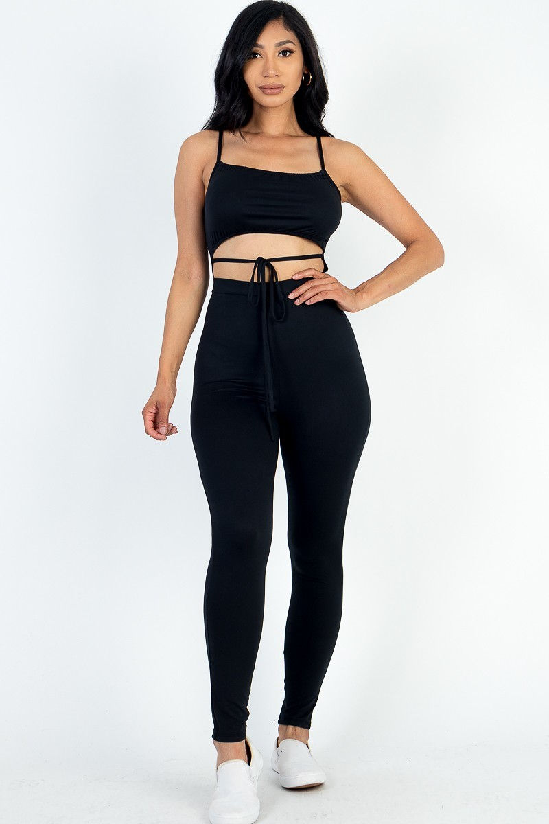 Thumbnail: Tie Front Cut Out Jumpsuit