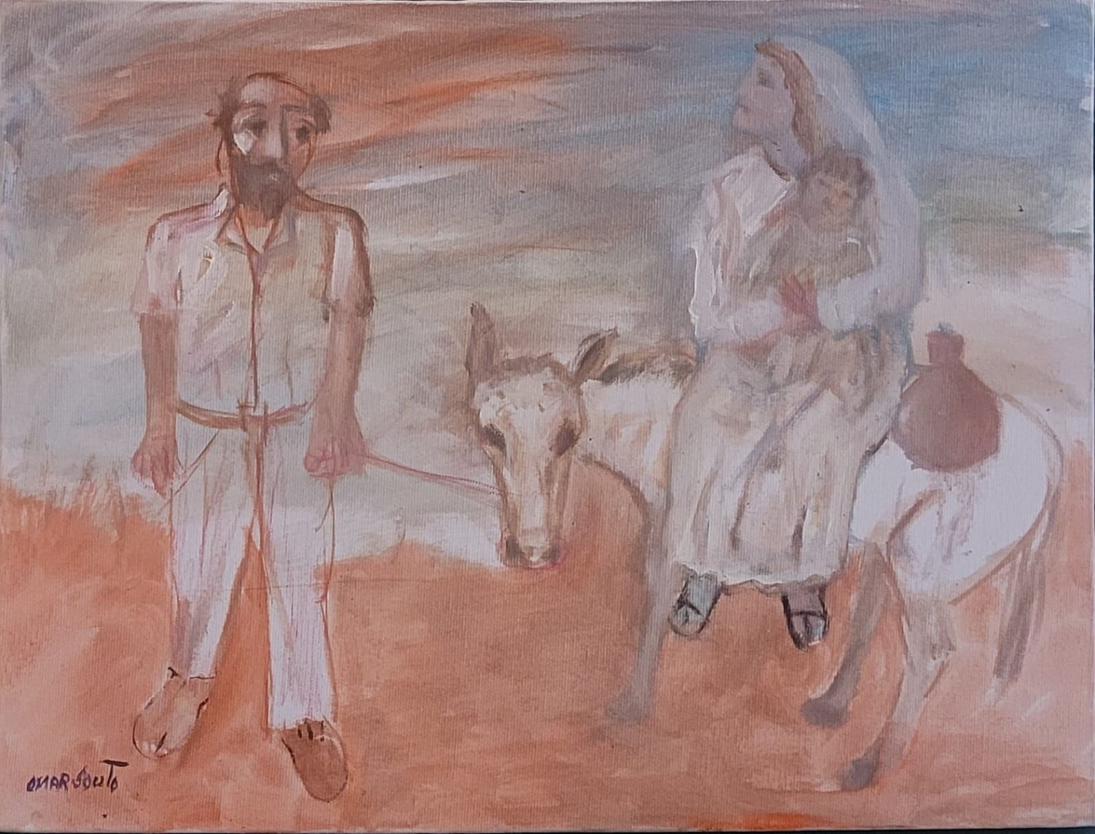 Quadro Jesus, Maria e José- Obra de Omar Souto